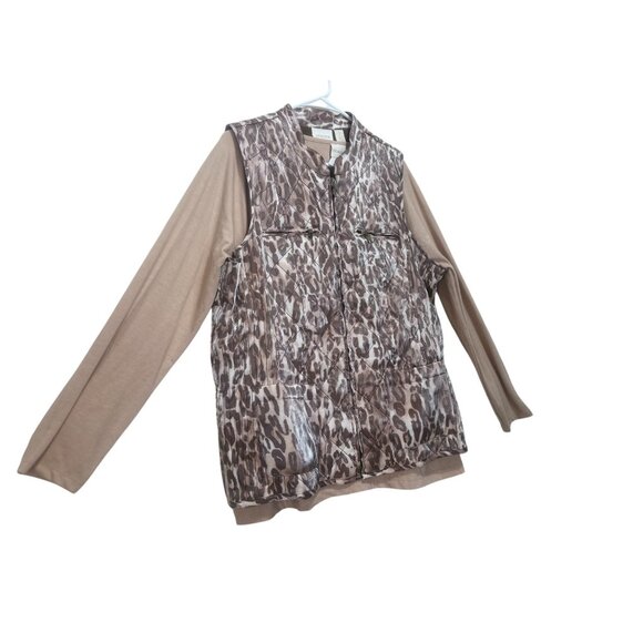 Chicos Leopard Print Puffer Vest with top Womens Large Quilted Classic Preppy - Picture 14 of 16